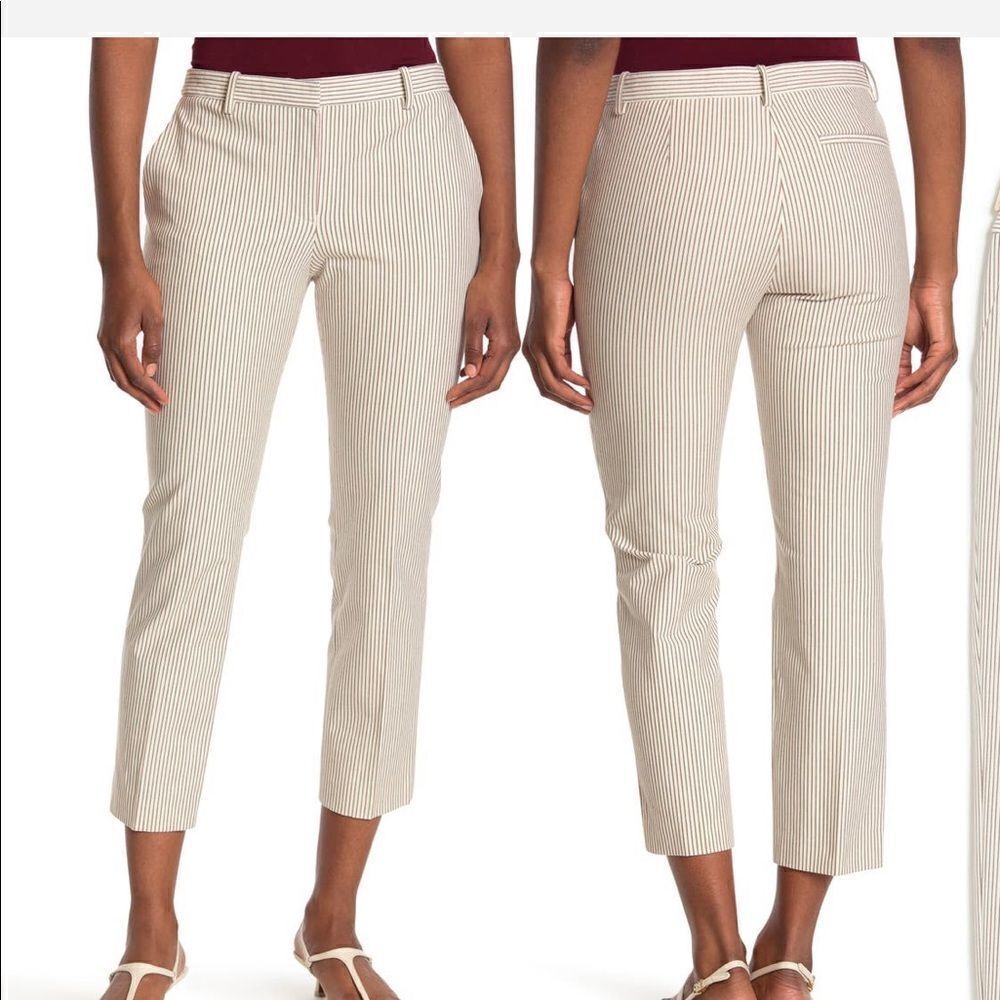 Theory Women’s Treeca 4 Stripe Stretch Cotton Crop Pants Size 18, Nwt